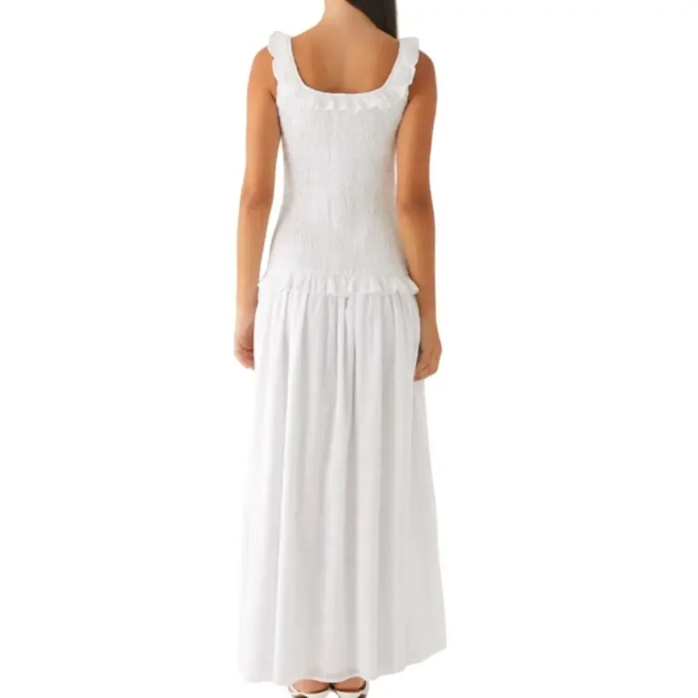 Peppermayo Women's White Westlyn Shirred Maxi Dress Size 2 - Picture 2 of 10